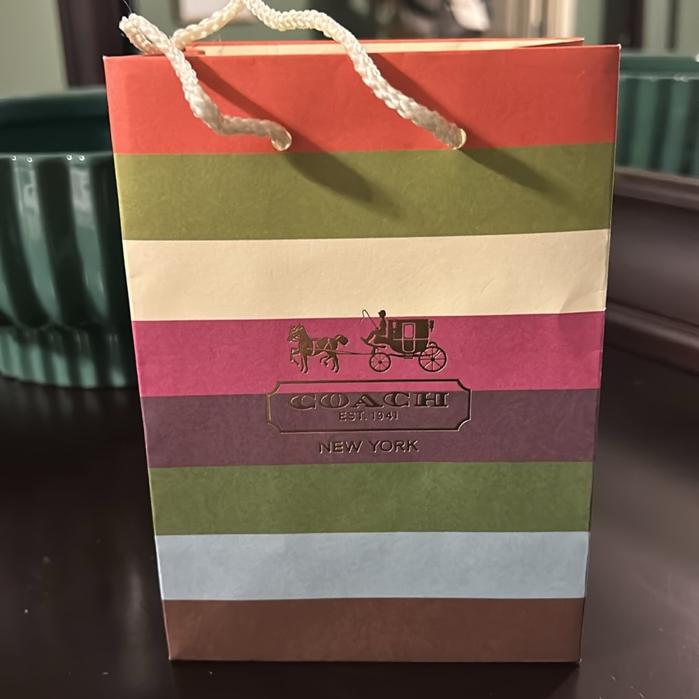 Striped Coach gift bag. Fits wristlet. - Picture 2 of 3